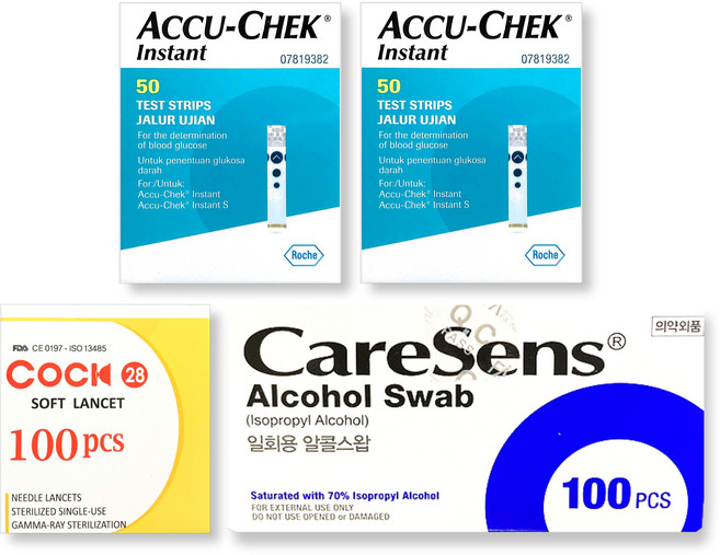 로슈 아큐첵 인스턴트 혈당시험지 [시험지100매+솜100매+채혈침100개], 1세트, 1세트