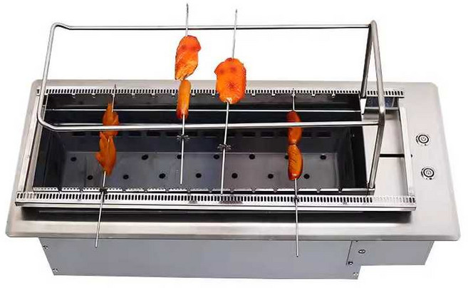 양꼬치기계 양꼬치 그릴 자동 불판 회전 꼬치 전기그릴, 18구 상업용 그릴 조절식 숯통, 1개