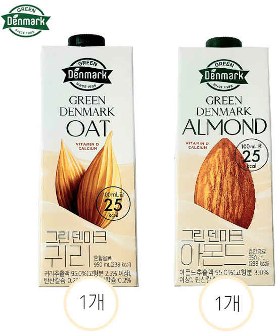 동원 그린덴마크 오트밀 950ml 2종 (아몬드 1개 + 귀리 1개)