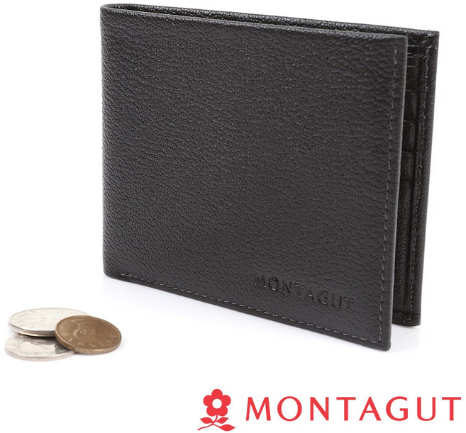 MONTAGUT 頭層牛皮真皮短夾 B49M678012 黑色
