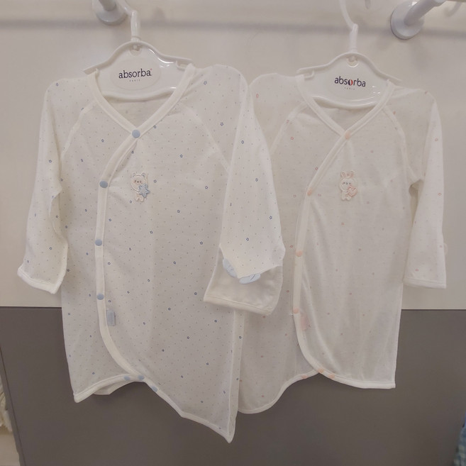 압소바 부드럽고 면좋은 신생아 배냇가운