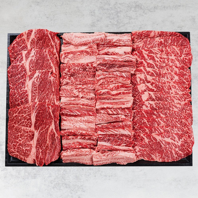 우마왕 한우 구이용 1++ 투뿔 소고기 모듬 세트, 600g, 1개, 등심+갈비+눈꽃