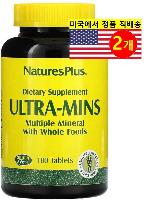 NaturesPlus 울트라 민스 멀티플 미네랄 복합 Ultra Mins Multiple Mineral Complex, 180정, 2개 - 쿠팡