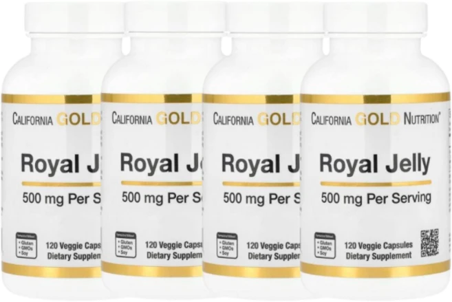2+2 캘리포니아 골드 뉴트리션 로열젤리 500mg 베지 캡슐 120정, 4개 - 쿠팡