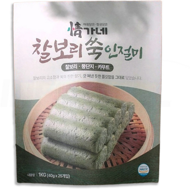 [TV홈쇼핑정품 인포벨]정가네 이현숙장인 찰보리 쑥 인절미 뚱딴지 돼지감자 카무트 영양 간식 쑥떡, 2개, 1kg