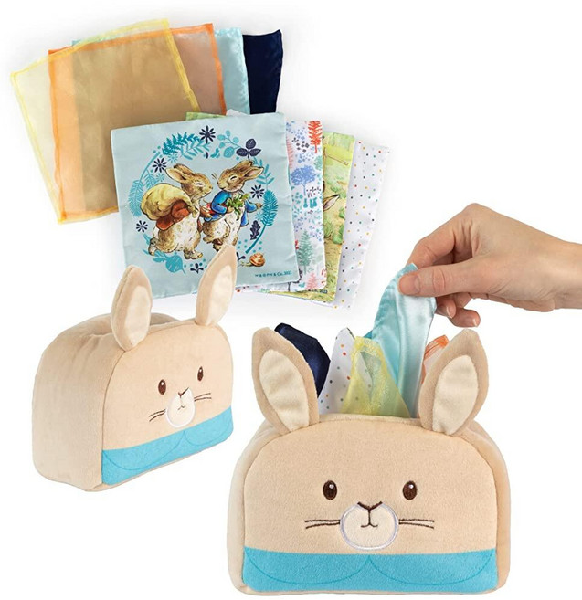 Kids Preferred Peter Rabbit 티슈 박스 센서 장난감 8개의 양면 티슈 유아 아기 및 아동용 Beatrix Potter Books 기반 259765