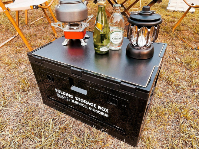 캠핑 카고박스 정리함 수납 30L 트렁크 50L 스태킹 고든밀러 테이블 캠핑용 바스켓, (기본형 블랙 50x36x29.5cm), 1개