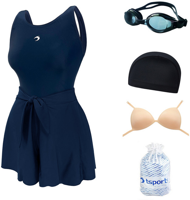 TS스포츠 여자수영복 원피스 투피스 빅사이즈 여성수영복 엄마 임산부 스파 온천 여행 2528 5종세트