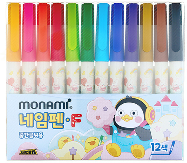 모나미 펭수 네임펜 중간글씨용 12색, 단품, 단품