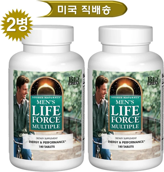 [사은품증정] 소스 네츄럴스 남성용 라이프 포스 멀티플 180정 Source Naturals Mens Life Force Multiple 180 tablet, 2개 - 쿠팡