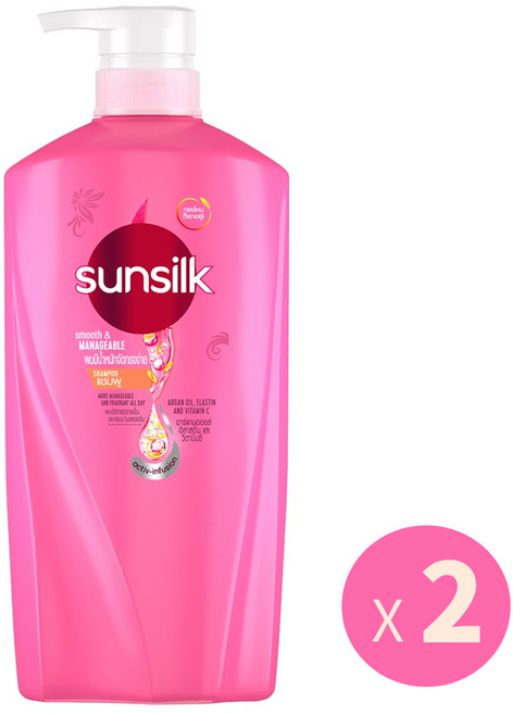 썬실크 샴푸 Smooth & Manageable 핑크색, 2개, 625ml