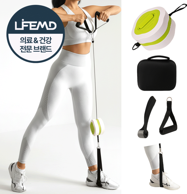 라이프엠디 파워 조절 도어 앵커 저항 밴드 전신 근력 코어 멀티 홈트레이닝 기구 실내 헬스 홈트 스트레칭밴드 문틈 운동밴드, 1개, LMD063E(그린