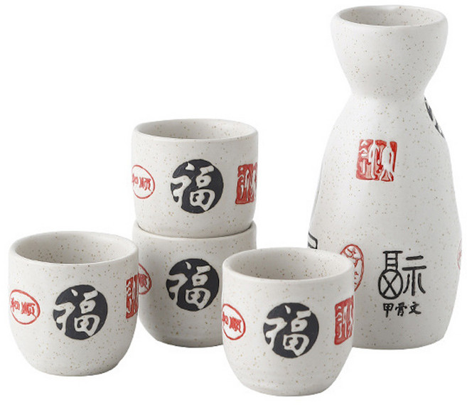 도쿠리 사케병 사케잔 5P구성 잔4P+도쿠리1P, 무광E타입_화이트, 1세트