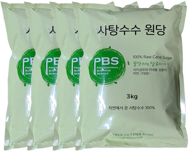 국내유일 불순물제거 비정제원당 12kg(3kgx4개), 3kg, 4개