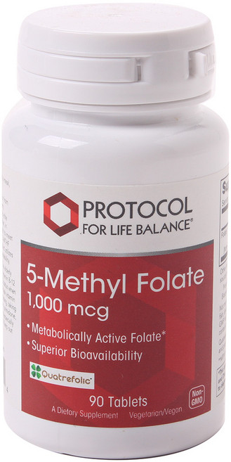 Protocol For Life Balance 5-MTHF無麩質補充錠 1000mcg, 90顆, 1罐