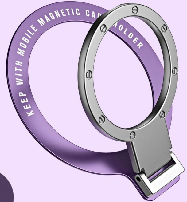 디기어 맥세이프 호환 아이폰 초슬림 메탈 링 거치대 무선충전 각도조절 자석 스탠드, 1개, 퍼플