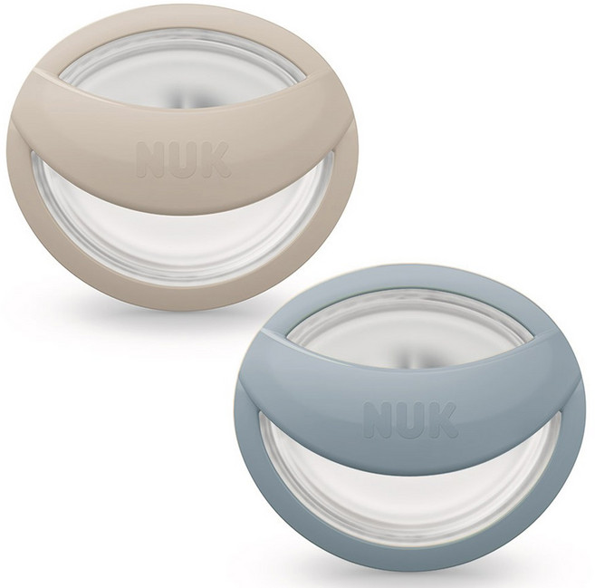 누크 마미필 실리콘 노리개젖꼭지, S1 (0~9개월), 블루 + 그레이지, 1세트