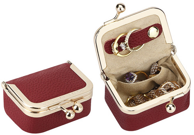 Royal Bagger 진피 미니 주얼리 여성 지갑 단색 키스 잠금 동전 지갑 캐주얼 스타일 소형 수납백 여성용 s 깊은 보라색 + 체인