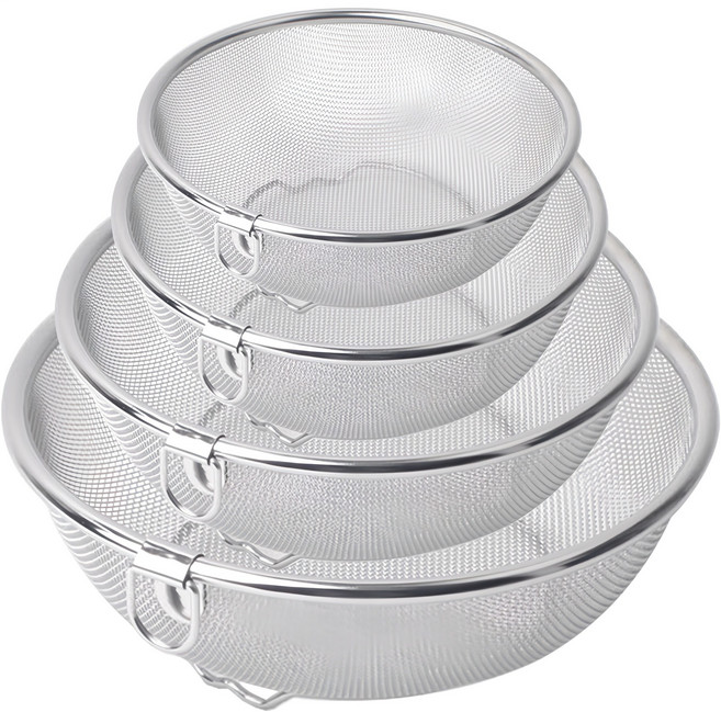 키친아트 국내산 원형 스텐 볼바구니 4종 세트, 1세트