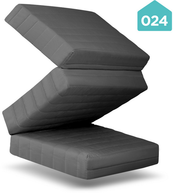024홈 국민토퍼 3단 접이식 매트리스 단단한 바닥 침대 토퍼 8/16cm MS/SS/Q (포토리뷰 보관가방 증정), (누빔) 차콜그레이