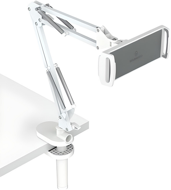 신지모루 탄소강 논슬립패드 자바라 집게형 핸드폰 태블릿 거치대, 화이트, 1개