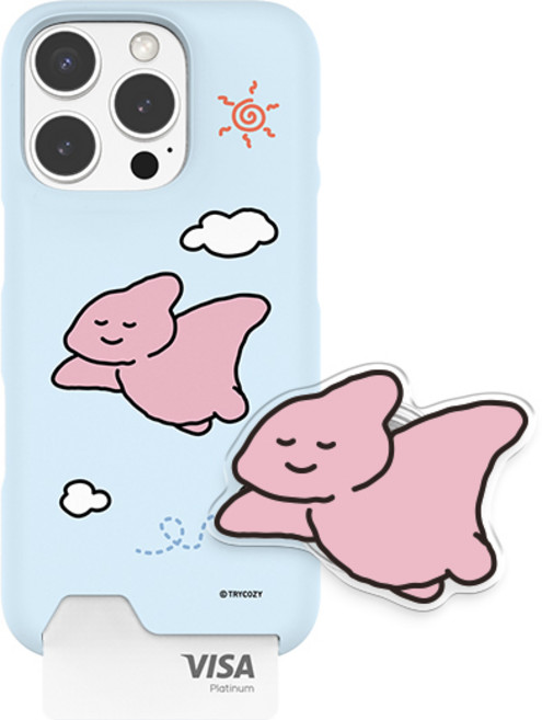 삐뚤빼뚤 공룡 언더 카드 하드 갤럭시 아이폰 휴대폰 케이스+아크릴톡 세트