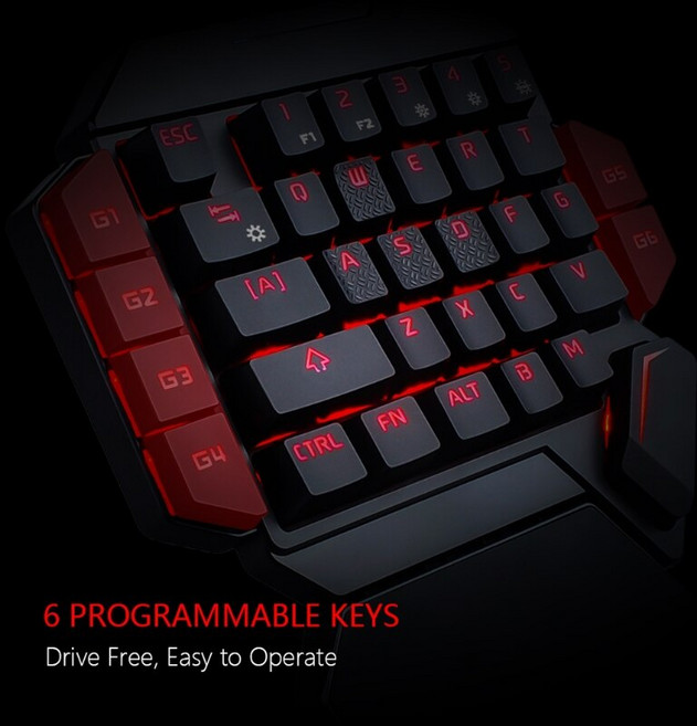 치킨 게임을위한 RGB 백라이트가있는 노트북 PC 전화 태블릿 용 USB 유선 한 손으로 미니 키보드 인기있는 35 키, 하나, 보여진 바와 같이, 한손 키보드