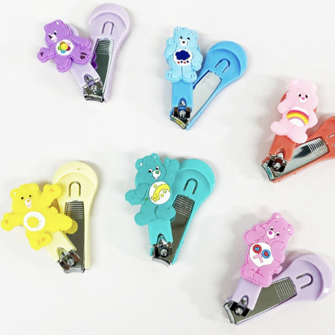 귀여운 곰돌이 스마일꽃 미니 손톱깎이 여행용 휴대용 네일 케어 관리, 스마일꽃손톱깎이, 민트, 1개