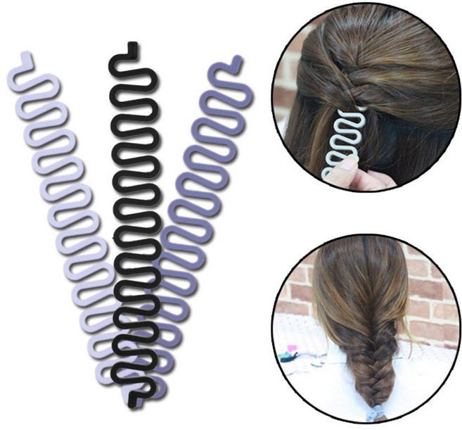 1/2/3p구성 유러피안 포니테일 머리 쉽게 땋기 스틱 도구 디스코 헤어 스타일링, 3개, 1type
