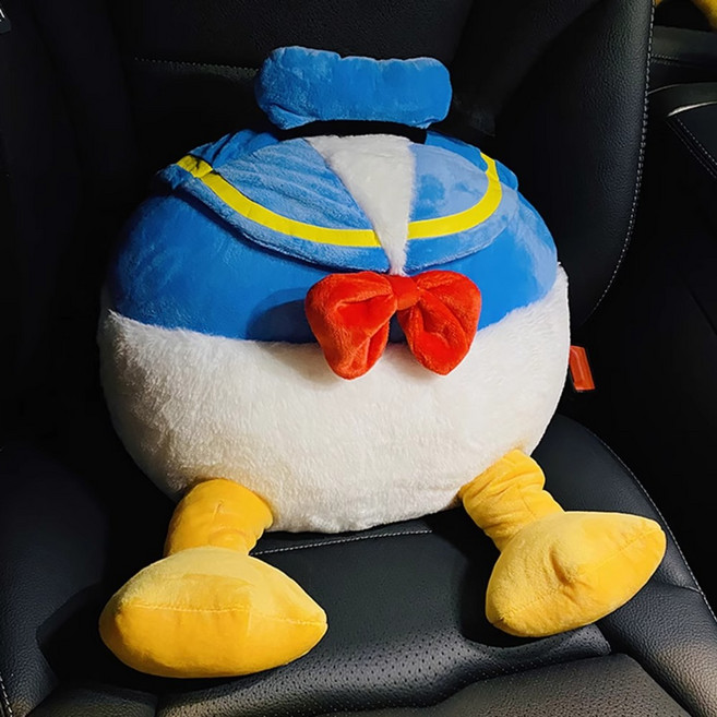 자동차 헤드레스트 차량용 도날드덕 캐릭터 쿠션 허리 목베개 인테리어, 허리쿠션, 1개