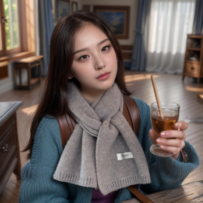 AREUM 여성 겨울 부드러운 포근 머플러 목도리