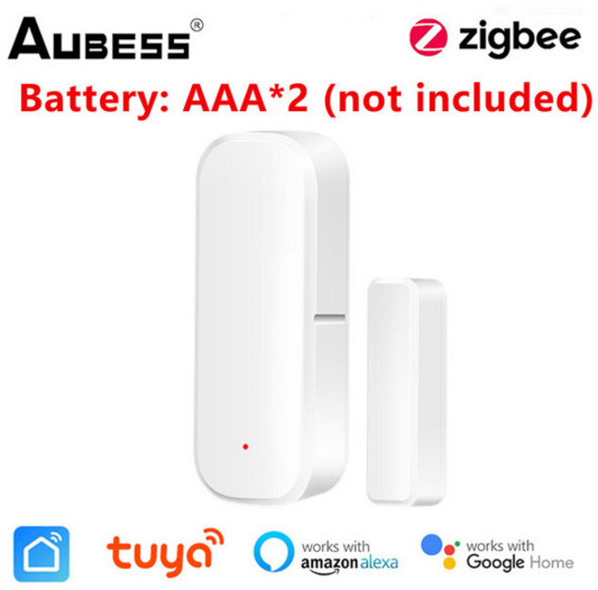 호환 Tuya Zigbee 3.0 스마트 도어 센서 도어 열림 닫힘 감지기 경보기 보안 보호 Smart Life APP Control Via Alexa Google 홈, 1개, 07 No battery 1p