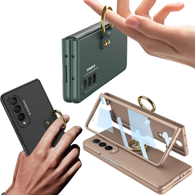 갤럭시 Z폴드 7 6 5 4 3 골드 링 강화유리 액정보호 풀커버 스마트링 거치대 지폴드 폴더 하드 범퍼 케이스