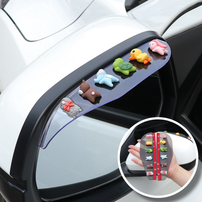 주니니몰 캐릭터 사이드미러 빗물커버 양쪽세트, 1세트, 전차종 투명커버