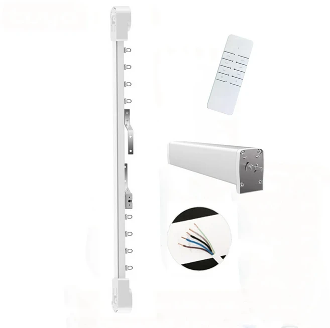 새로운 미니 5선 커튼 모터 2채널 리모컨 초저소음 트랙 레일 코니스 RF433 리모컨/RS485/드라이 컨택트, 03 right open kit, 20 모터 및 가이더 2.7m