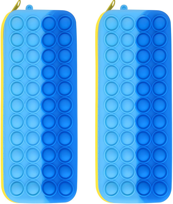 실리콘 칼라 엠보싱 수저케이스 2p 세트, 블루, 2개