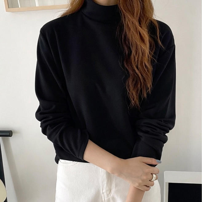 여성 목폴라 티셔츠 반폴라 니트 빅 사이즈