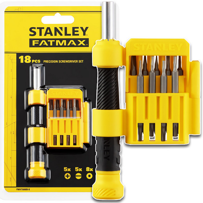 스탠리공식대리점 18PCS 십자 일자 육각 별 안경 시계 정밀 드라이버 세트 FMHT60089, 1개