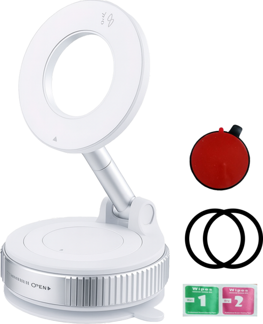 윈프로 맥세이프 360도 3축 회전 접이식 다용도 흡착 거치대, 화이트 3축 접이식, 1개