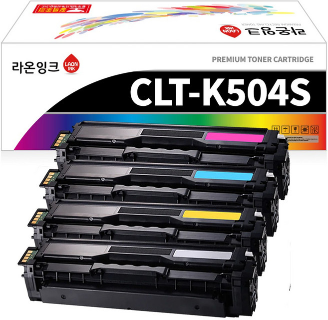 4색세트 CLT-K504S 호환토너 레이저프린터 SL-C1453FW SL-C1404W SL-C1454FW 라온잉크, 1세트, 검정+파랑+빨강+노랑
