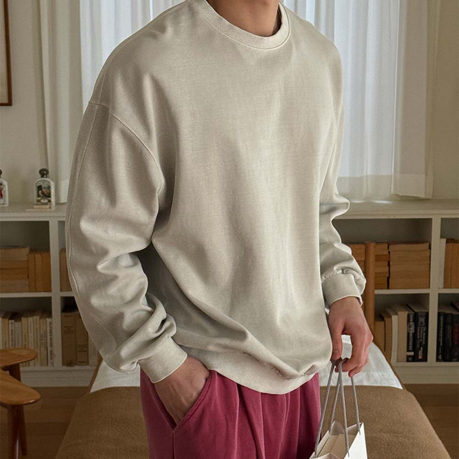 M-5XL BA 7color 피그먼트 맨투맨 남자빅사이즈 스웨트셔츠 무지 라운드넥