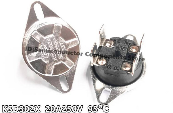온도 센서 sensor 전기 온수기 제한 조절기 KSD302X 20A250V 95C 80 85 90 92 93 도 과열 보호 4 피트 서모스탯 보온 장치, 20A 90degree 1pcs, 1개
