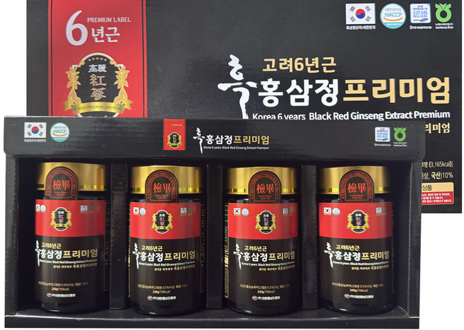 고려6년근 흑홍삼정 프리미엄, 240g, 4개
