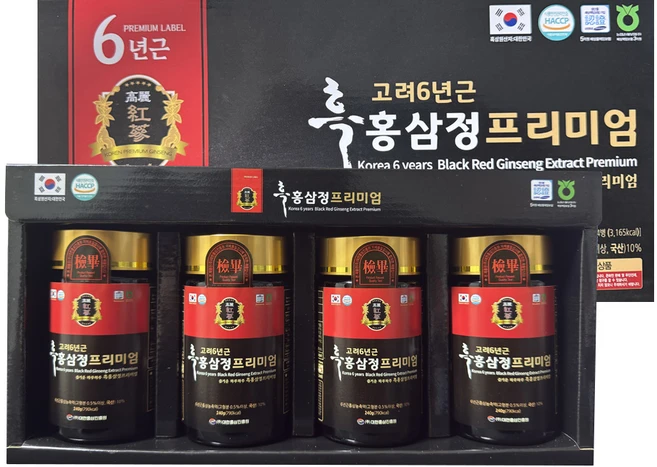 고려6년근 흑홍삼정 프리미엄, 240g, 4개 - 쿠팡
