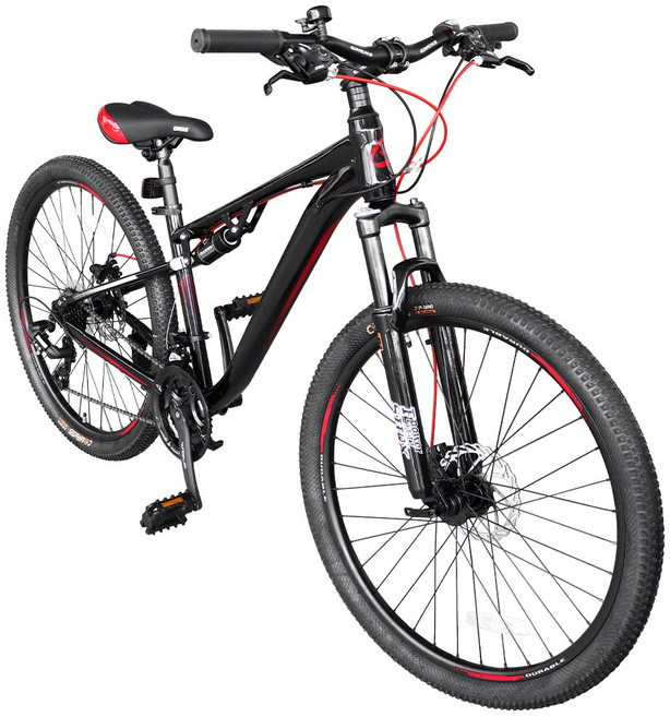 [블랙프라이데이 세일] 크로비스 27.5인치 26인치 24인치 21단 더블 락샥 앞뒤쇼바 DX MTB 자전거 학생용 출퇴근 자전거, 26인치_블랙/레드(미조립박스), 1개