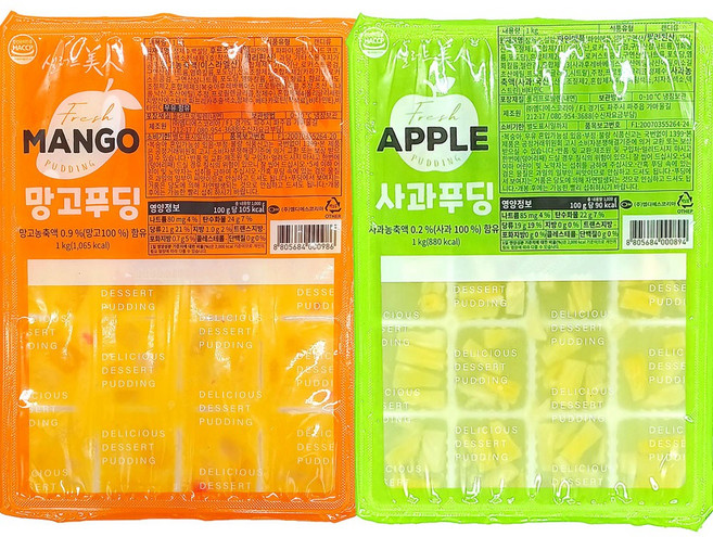 위드쿡 판푸딩 총 2kg(망고 푸딩 1kg + 사과 푸딩 1kg), 1개
