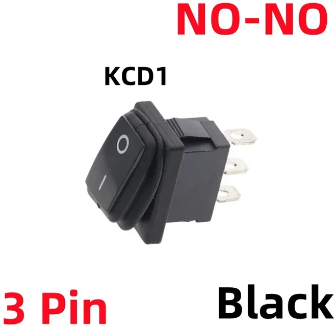 KCD1 방수 LED 단추 스위치 로커 보트 타입 스위치 ON-OFF ON 10A 250V IP67 3 핀 12V 220V 1 개, Black, No Light (ON-ON), 1개