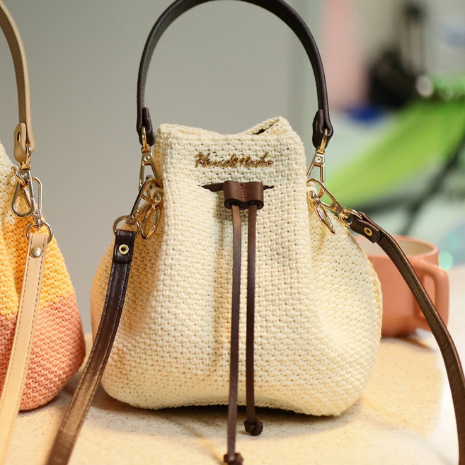 털실나라 DIY 미니복조리 만들기 세트 뜨개가방 패키지 뜨개질 코바늘가방, 44크림3볼, 연베이지, 1개