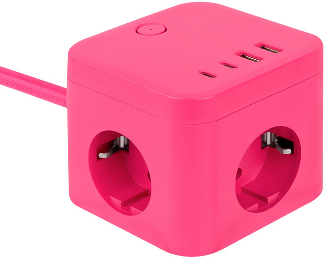 라이프썸 큐브 멀티탭 4포트 USB C타입 1.8m (LFS-HA53) 4종 택1, 1개, 마젠타