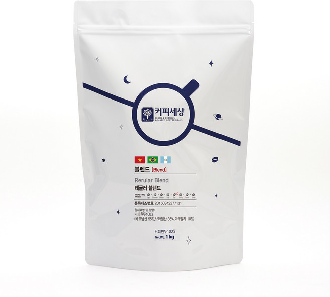 커피세상 블렌드원두 레귤러블렌드 고소한맛, 1kg, 1개, 홀빈(분쇄안함), 1.홀빈 (분쇄안함)